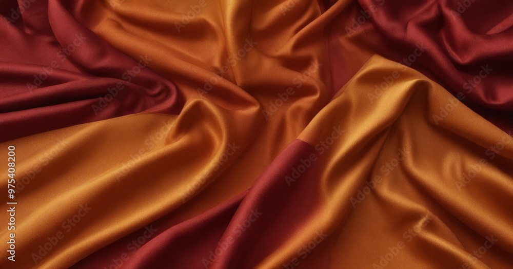 Obraz premium a close-up view of a fabric with a vibrant gradient of colors, transitioning from deep red at the top to warm orange at the bottom.