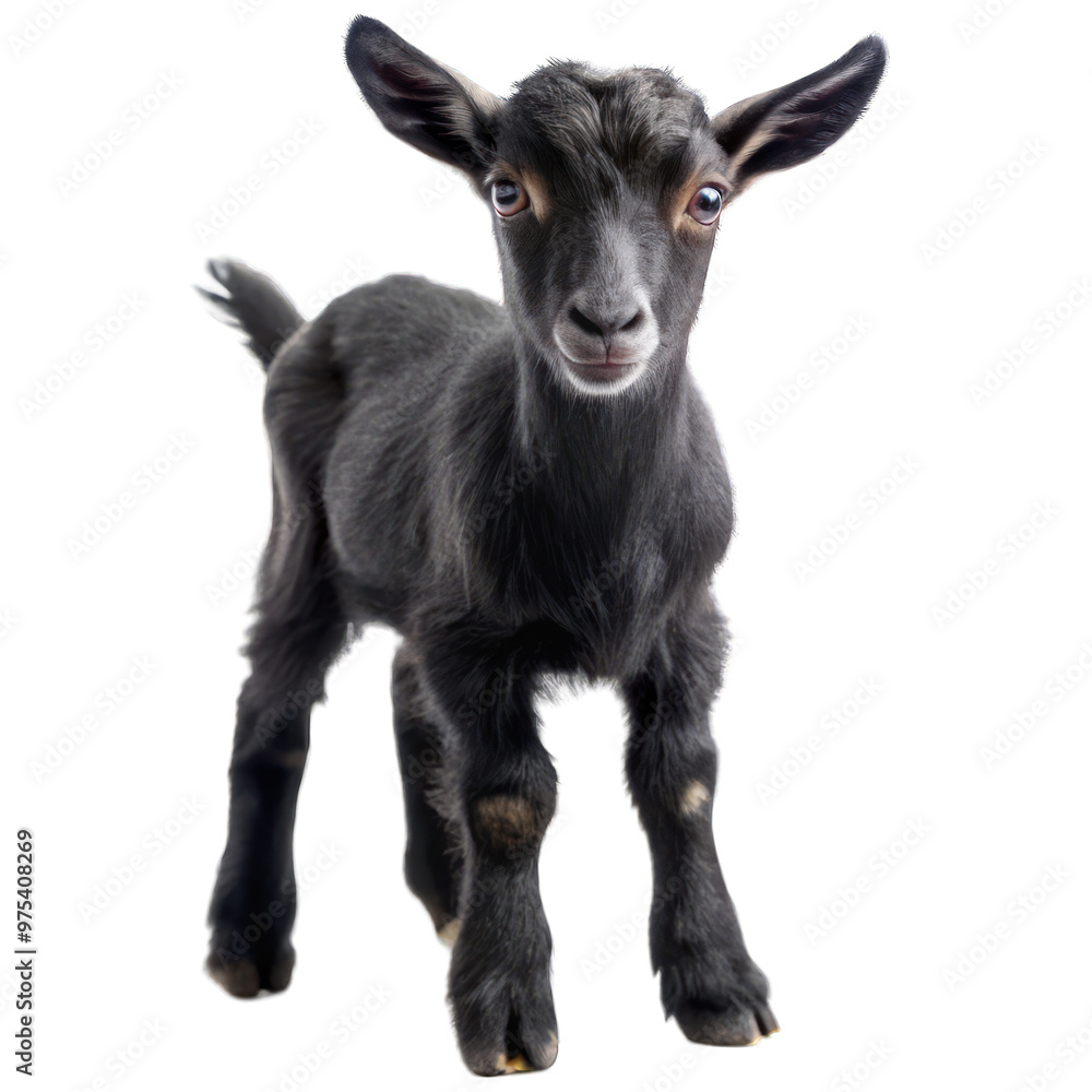 A kid of black goat isolated on transparent background A kid of black goat isolated on transparent background