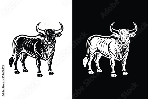 Bull Silhouette Icon. A Strong Symbol of Perseverance in Monochrome
