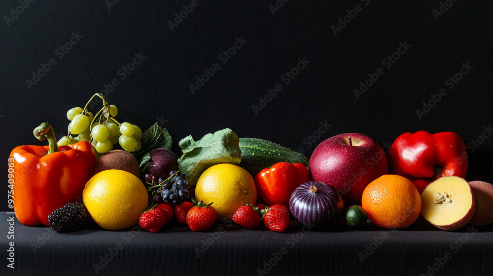 A vibrant display of fresh fruits and vegetables to celebrate World Vegetarian Day A vibrant display of fresh fruits and vegetables to celebrate World Vegetarian Day
