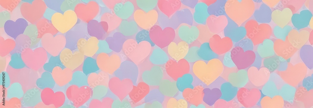 A vibrant array of pastel-colored hearts fills the frame, creating a cheerful and heartwarming visual. A vibrant array of pastel-colored hearts fills the frame, creating a cheerful and heartwarming visual.