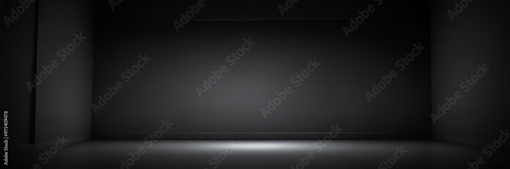 A dark, empty room with a single light source illuminating the floor. A dark, empty room with a single light source illuminating the floor.