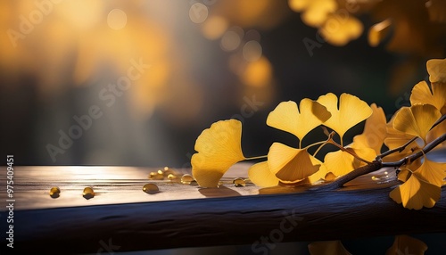 紅葉した銀杏の幻想的な秋の風景4