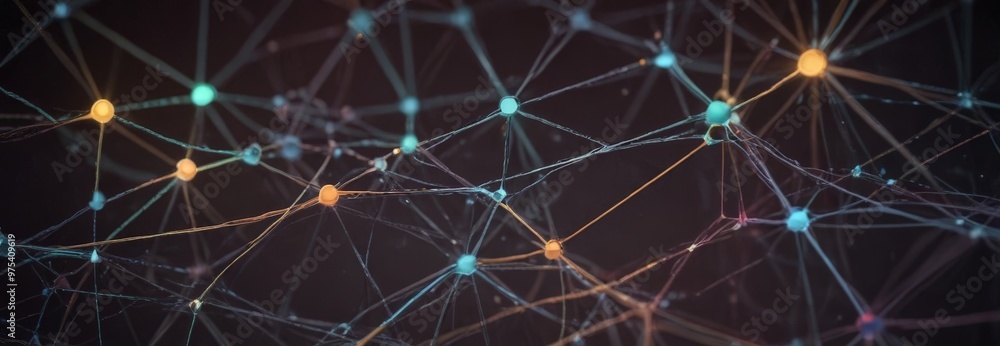 a complex network of interconnected nodes, each emitting a distinct color, creating a vibrant and abstract visual representation of a digital or technological system. a complex network of interconnected nodes, each emitting a distinct color, creating a vibrant and abstract visual representation of a digital or technological system.