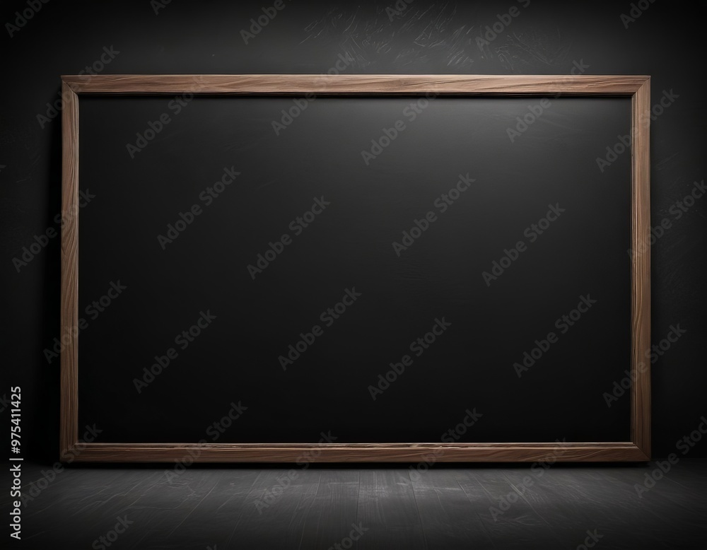 A blackboard with a wooden frame is displayed against a dark background. A blackboard with a wooden frame is displayed against a dark background.
