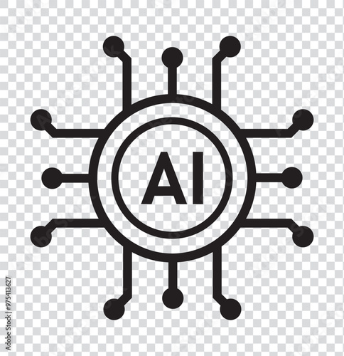 Artificial intelligence AI processor chip vector icon symbol. AI system icon illustration vector. stock vector. illustration. 