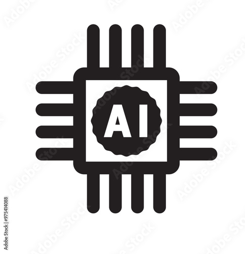 Artificial intelligence AI processor chip vector icon symbol. AI system icon illustration vector. stock vector. illustration. 