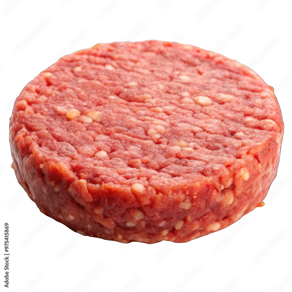 A raw burger patty isolated on transparent background A raw burger patty isolated on transparent background