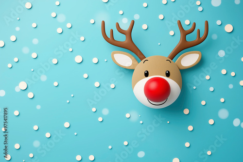 Red-Nosed Reindeer and Snowy Background
