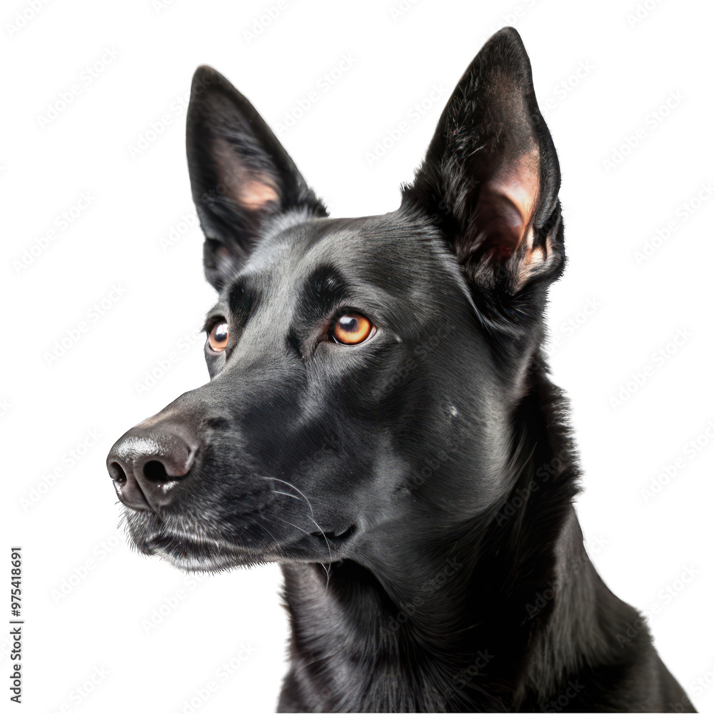 Black dog portrait side view isolated on transparent background Black dog portrait side view isolated on transparent background