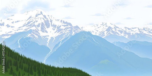 Majestic Mountain Range: Watercolor Landscape