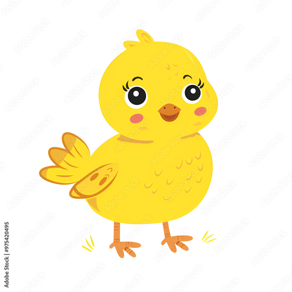 A cute yellow chick, a simple flat illustration style, a white background, Generative AI A cute yellow chick, a simple flat illustration style, a white background, Generative AI