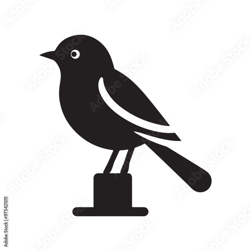 Simple cute shape of a bird sitting on a stick  logo icon , symble , had , clip art  silhouette vector isolated on white background