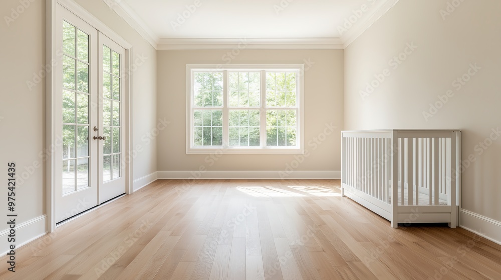 Sunlit room with warm wooden flooring, large windows, and elegant French doors leading to the outdoors, offering a peaceful and inviting atmosphere Sunlit room with warm wooden flooring, large windows, and elegant French doors leading to the outdoors, offering a peaceful and inviting atmosphere