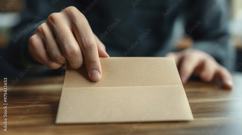 Hand Sealing Envelope with Mail-in Ballot for Voting from Home Hand Sealing Envelope with Mail-in Ballot for Voting from Home