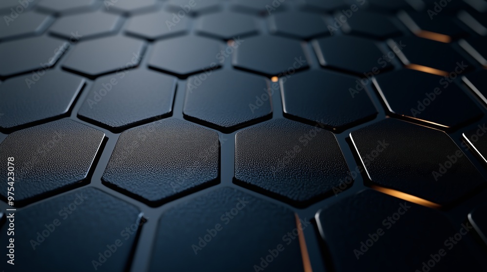 Close-Up of Modern Hexagonal Tiled Surface with Soft Lighting, Highlighting Texture and Depth in a Geometric Pattern Close-Up of Modern Hexagonal Tiled Surface with Soft Lighting, Highlighting Texture and Depth in a Geometric Pattern
