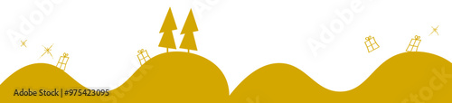 Weihnachten Zeichnung Skizze Landschaft Band Banner Gold Beige Sterne Hügel Hintergrund