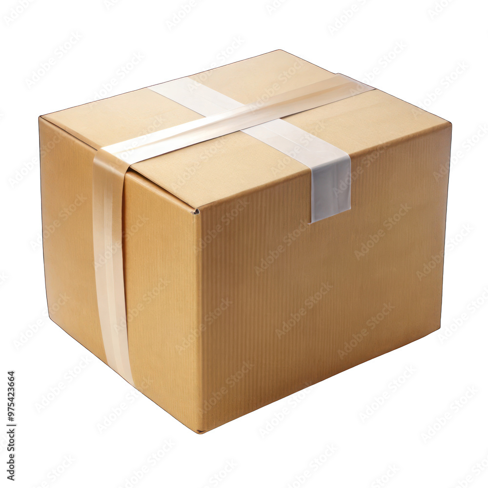 Cardboard box with tape isolated on transparent background Cardboard box with tape isolated on transparent background