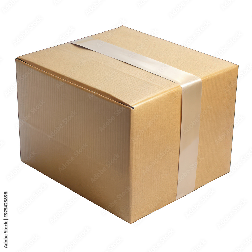 Cardboard box with tape isolated on transparent background Cardboard box with tape isolated on transparent background