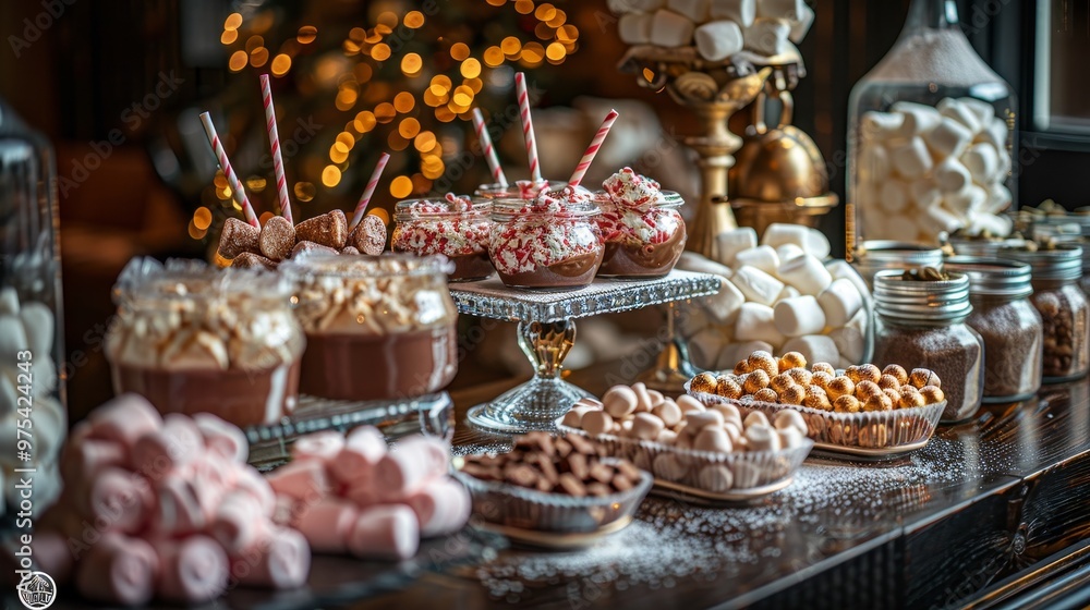 A festive display of assorted sweets and chocolates, elegantly arranged for a delightful treat or celebration. A festive display of assorted sweets and chocolates, elegantly arranged for a delightful treat or celebration.