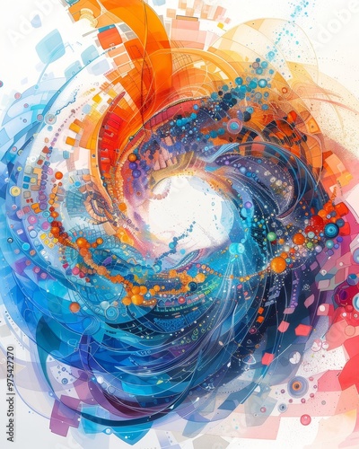 A vibrant fusion of colors creating an abstract swirl, symbolizing energy and creativity in motion.
