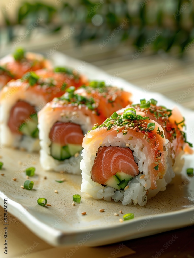 Traditional Hamaguri Nigiri sushi with clam on rice, light beige background, close up photo Traditional Hamaguri Nigiri sushi with clam on rice, light beige background, close up photo