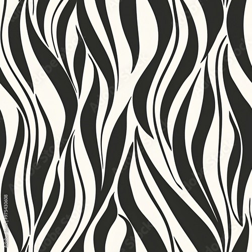 Abstract black and white wavy pattern.