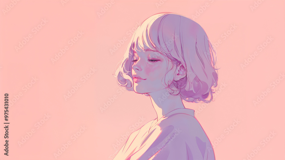 目を瞑る女性 目を瞑る女性