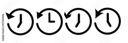 Past time line icon vector illustration set. timer pictogram simple symbol. Time flexible reverse forward icon
