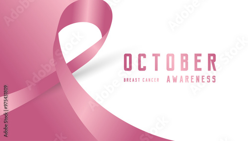 A Pink Heart ribbon with text Breast cancer awareness. Breast Cancer Awareness banners design. Breast Cancer Awareness Month. Pink October. Breast cancer awareness