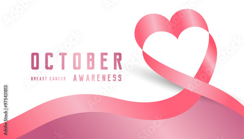 A Breast cancer pink october ribbon awareness banner. Pink Ribbon. October is Cancer Awareness Month banner design