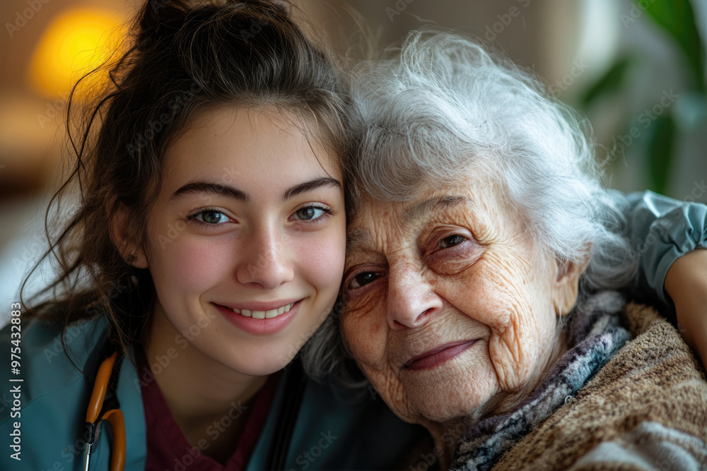Young female nurses and elderly people in the hospital Young female nurses and elderly people in the hospital