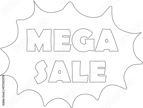 Mega sale banner design. outline ,Special offer symbol. Shop market poster.