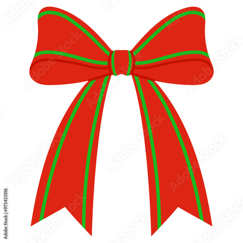 red and green bow with star pattern for christmas illustration
