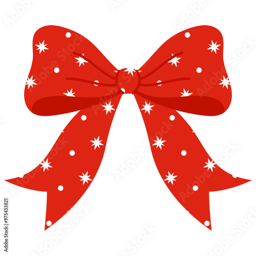 red bow with star pattern for christmas illustration