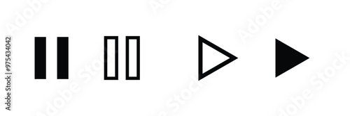 play and pause buttons icon set, ideal for media player. . Elements for video streaming app. vector  icon 