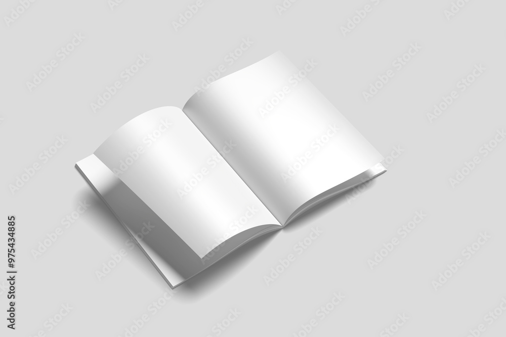 Blank opened magazine mockup side view angle Blank opened magazine mockup side view angle