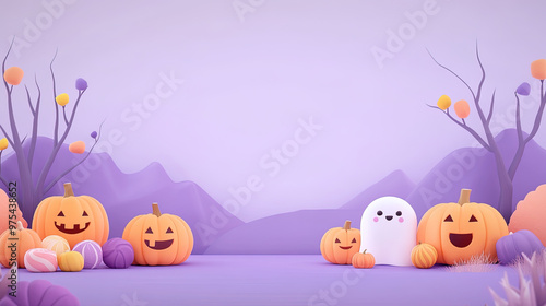 A halloween podium for product presentation, e-commerce promotion background