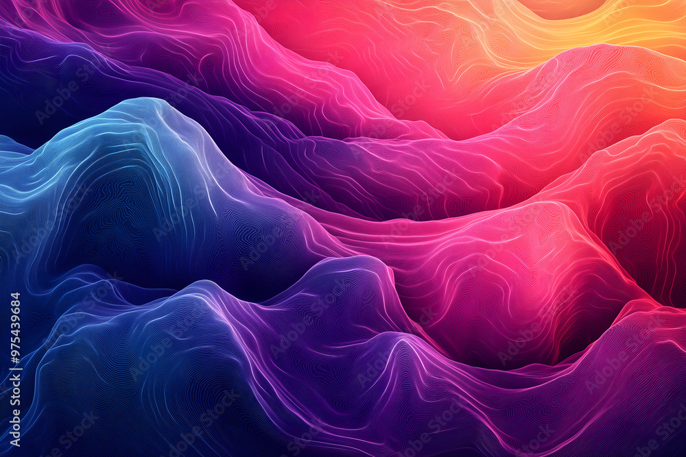 Obraz premium Abstract waves shape glowing in ultraviolet spectrum.
