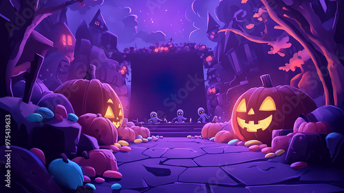 A halloween podium for product presentation, e-commerce promotion background