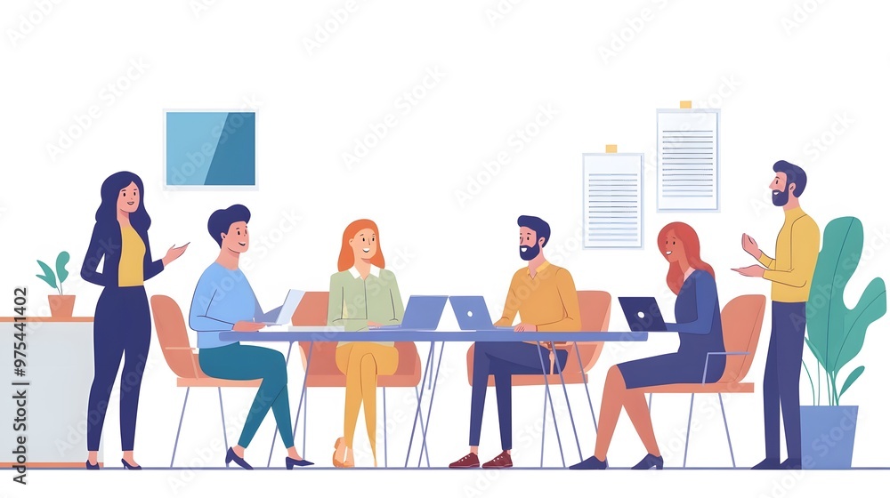 Office Workers Engaged in a Collaborative Meeting Office Workers Engaged in a Collaborative Meeting