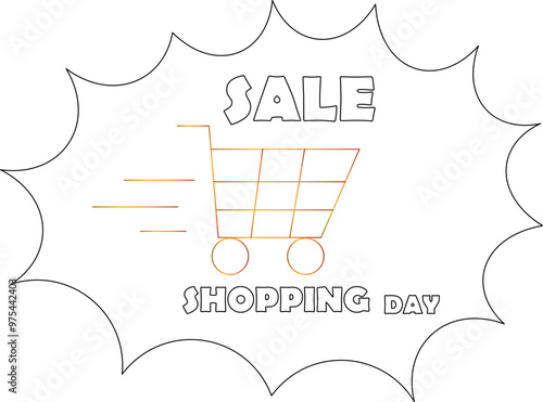 sale shopping day, line vector illustration