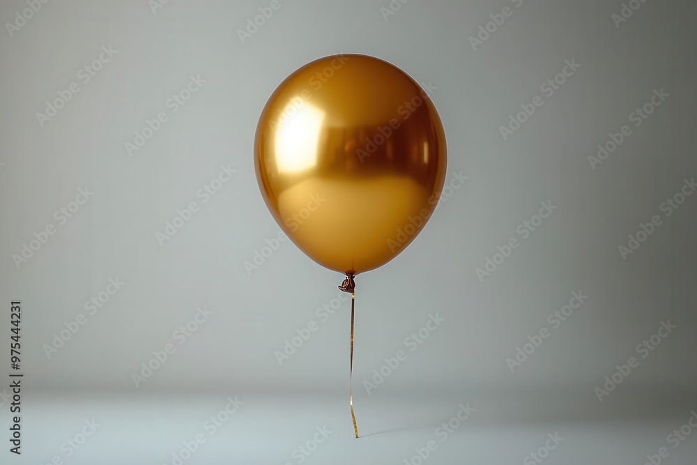 elegant gold balloon floats gracefully against pure white backdrop soft shadows and reflections create depth minimalist celebration concept with luxurious touch elegant gold balloon floats gracefully against pure white backdrop soft shadows and reflections create depth minimalist celebration concept with luxurious touch