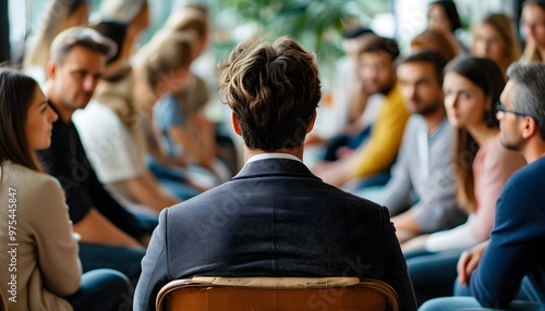 Engaged listener in a circle of discussion, fostering connections and sharing ideas