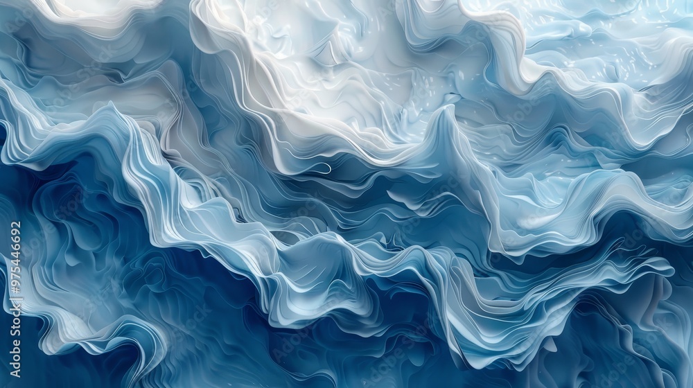 Abstract blue and white waves, flowing and swirling in a dynamic pattern. Abstract blue and white waves, flowing and swirling in a dynamic pattern.
