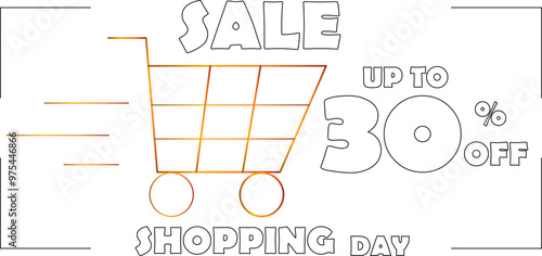 sale, shopping day, discount up to 30%,line vector illustration