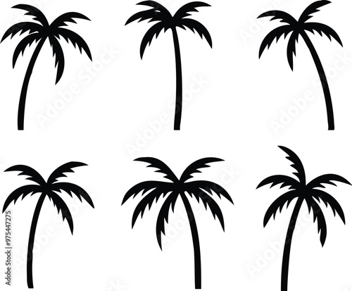 Palm tree silhouette. palm trees set