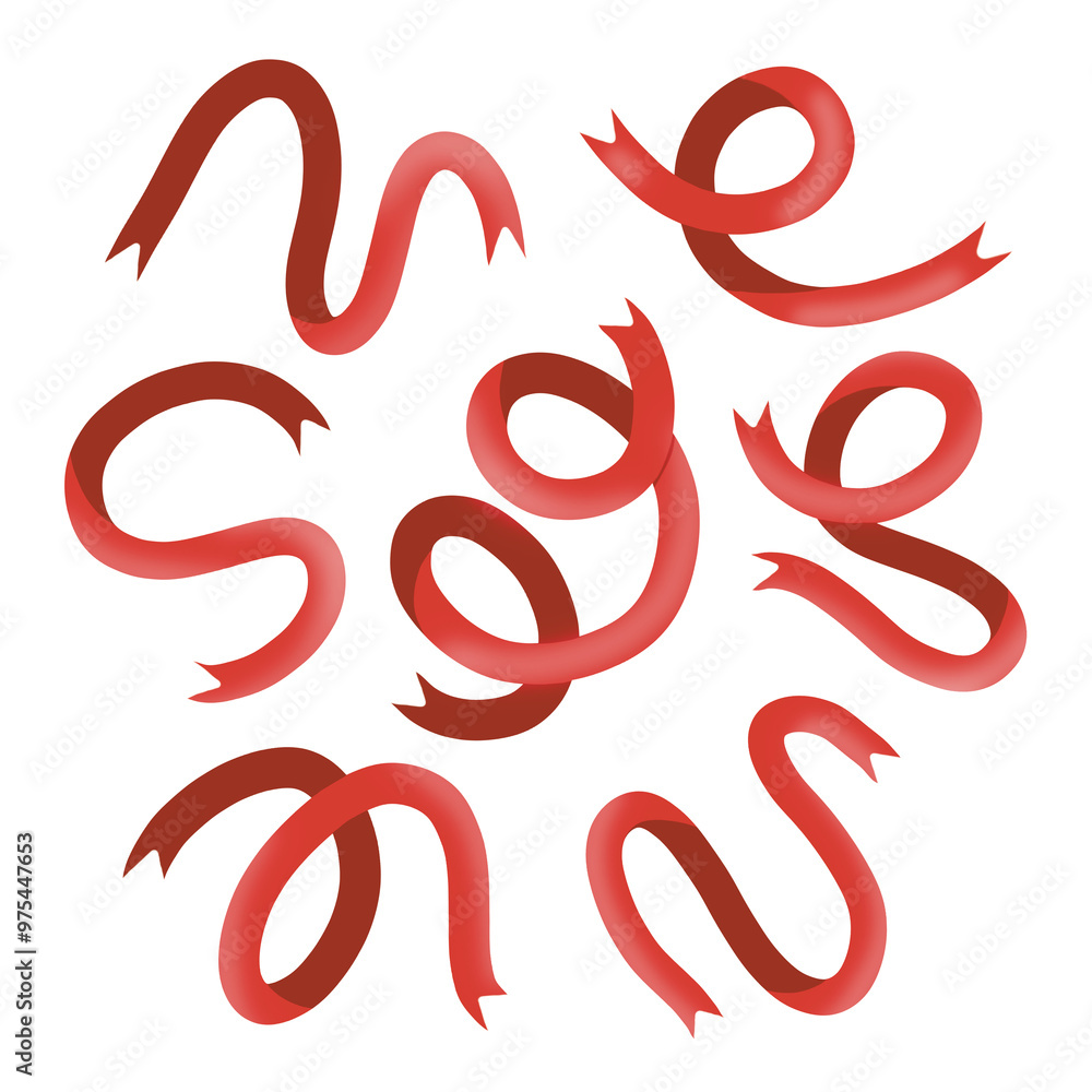 Obraz premium Collection of realistic red ribbon for Christmas gift decoration isolated vector illustration