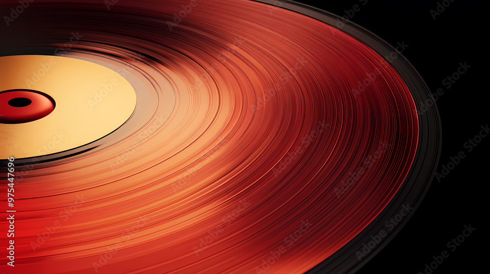 Rotating red and black classic vinyl record Rotating red and black classic vinyl record