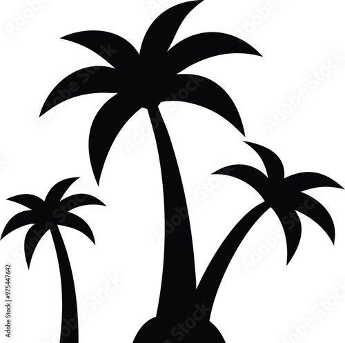 Palm tree silhouette. palm trees set